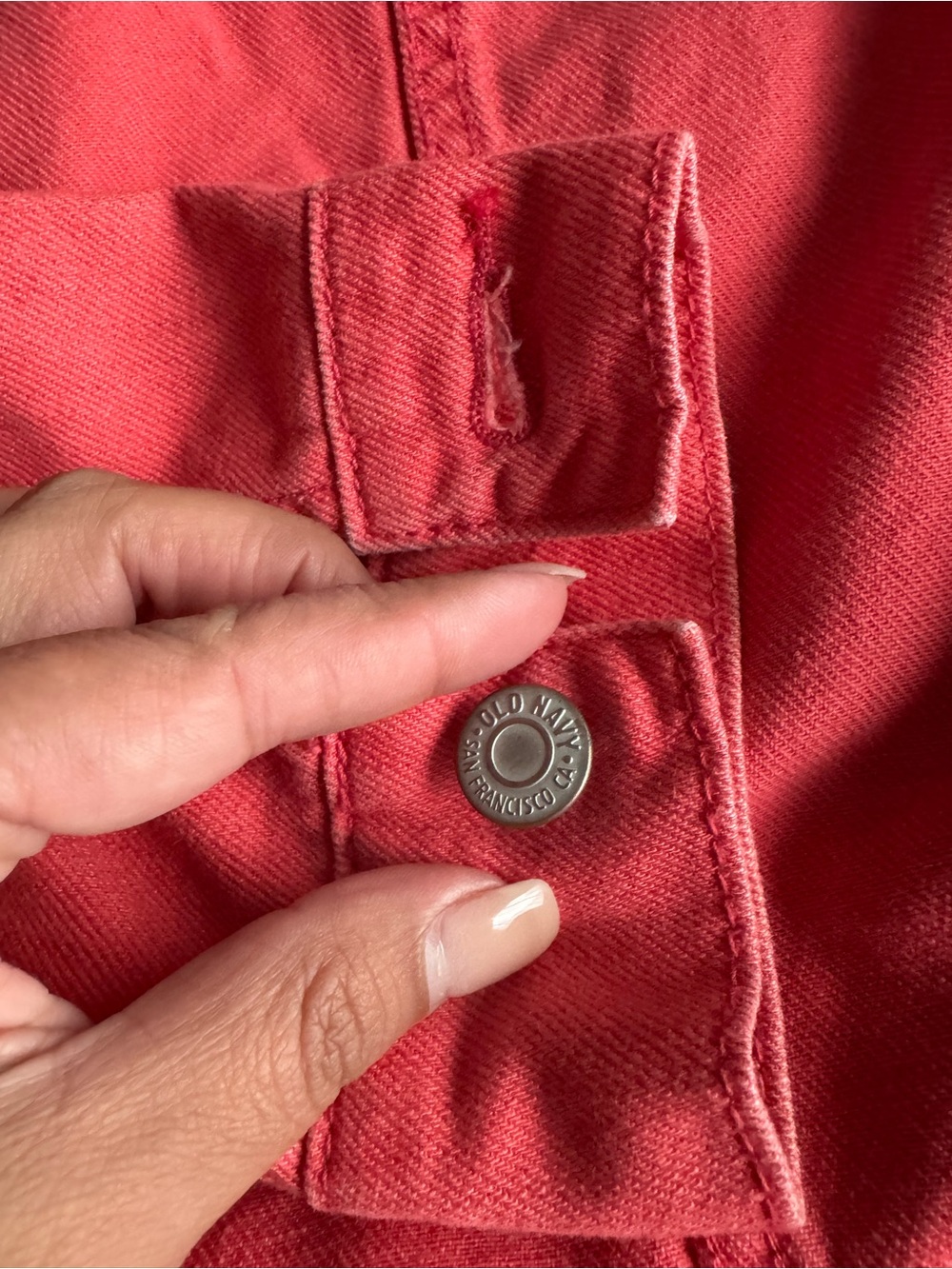 Old Navy Coral-Red Denim Jacket - Picture 2 of 7
